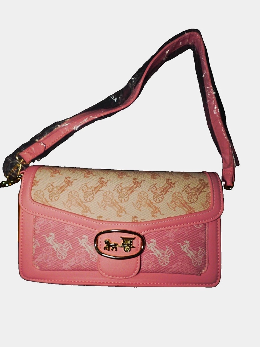 Pink Patterned Shoulder Bag - Designer-Inspired Women's Purse